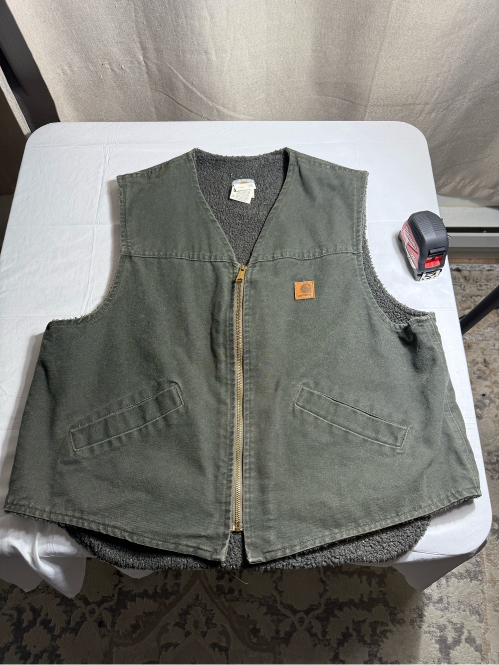 Carhartt Vintage USA Made V02 MDT Faded Green Work Wear Vest X-Large
